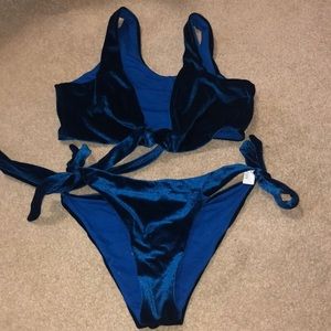 Blue velvet swimsuit/bikini worn once!